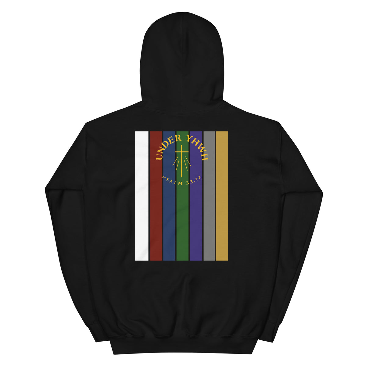 Under YHWH Banner Hoodie - Black - Back View