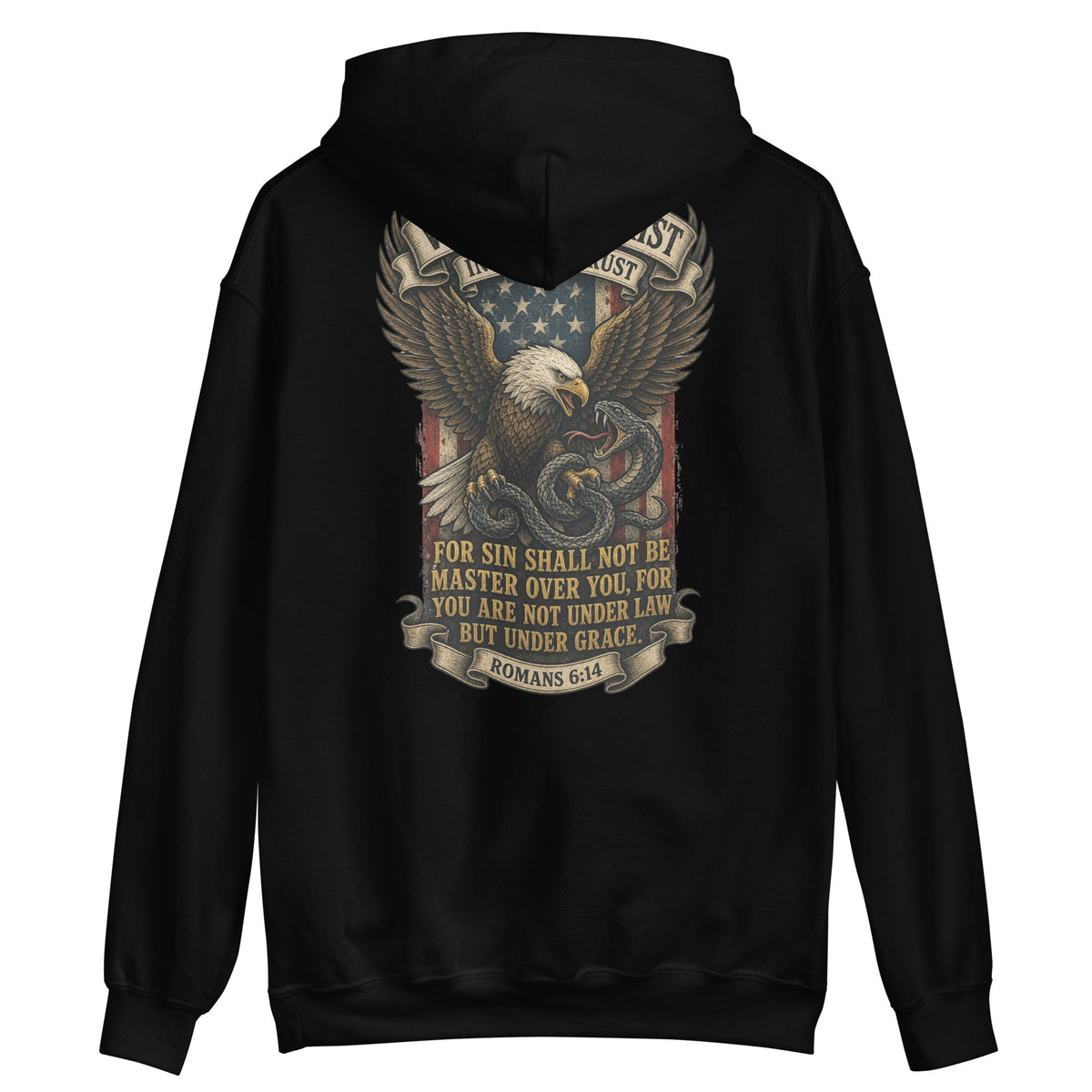Victory in Christ Hoodie - Black - Back View