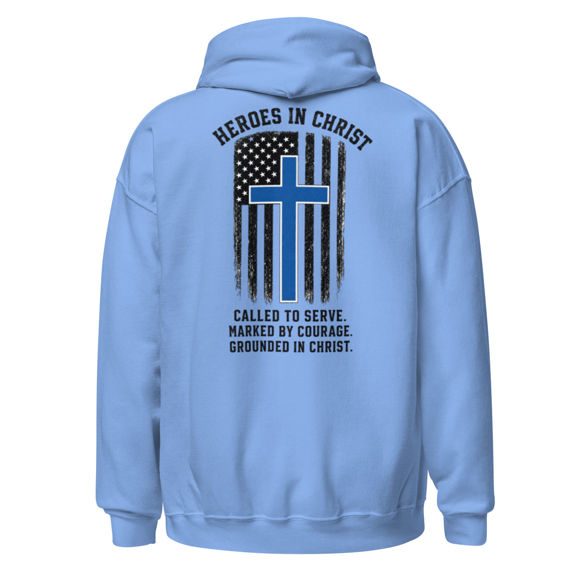 Heroes in Christ Police Hoodie - Carolina Blue - Back View