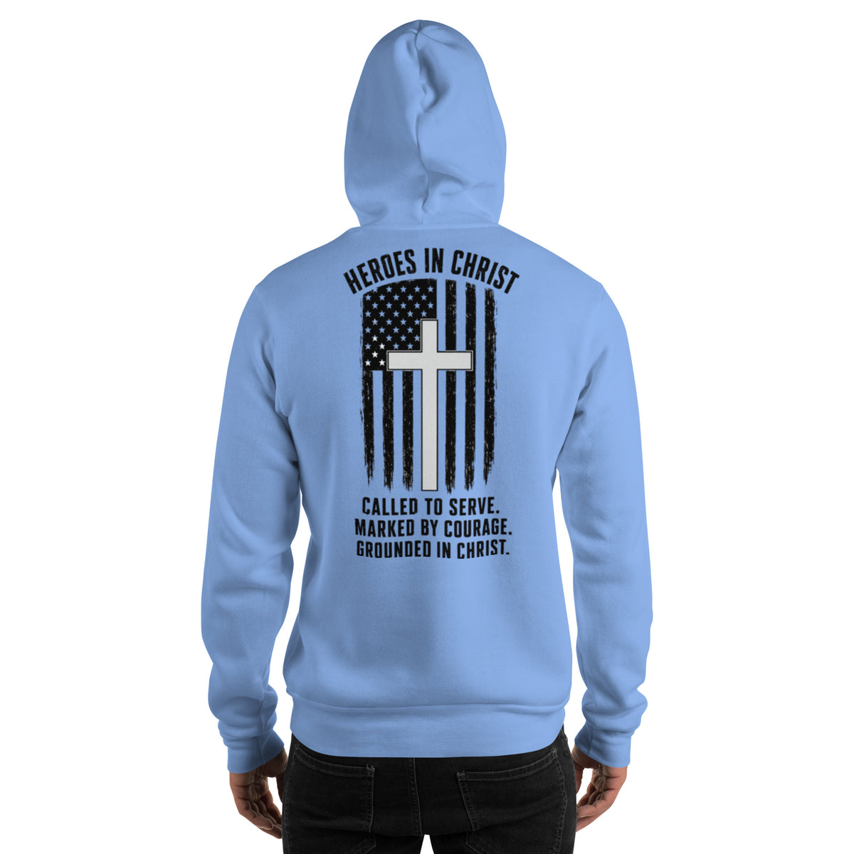 Heroes in Christ Healthcare Hoodie - Carolina Blue - Back View