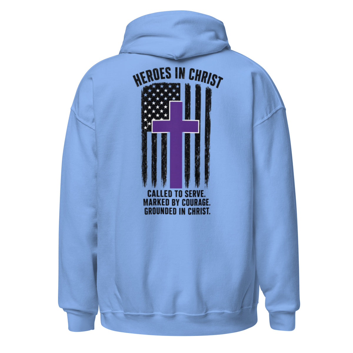 Heroes in Christ Security Hoodie - Carolina Blue - Back View
