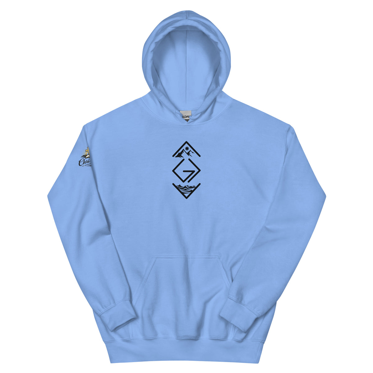 God is Greater Than Hoodie - Carolina Blue - Front View
