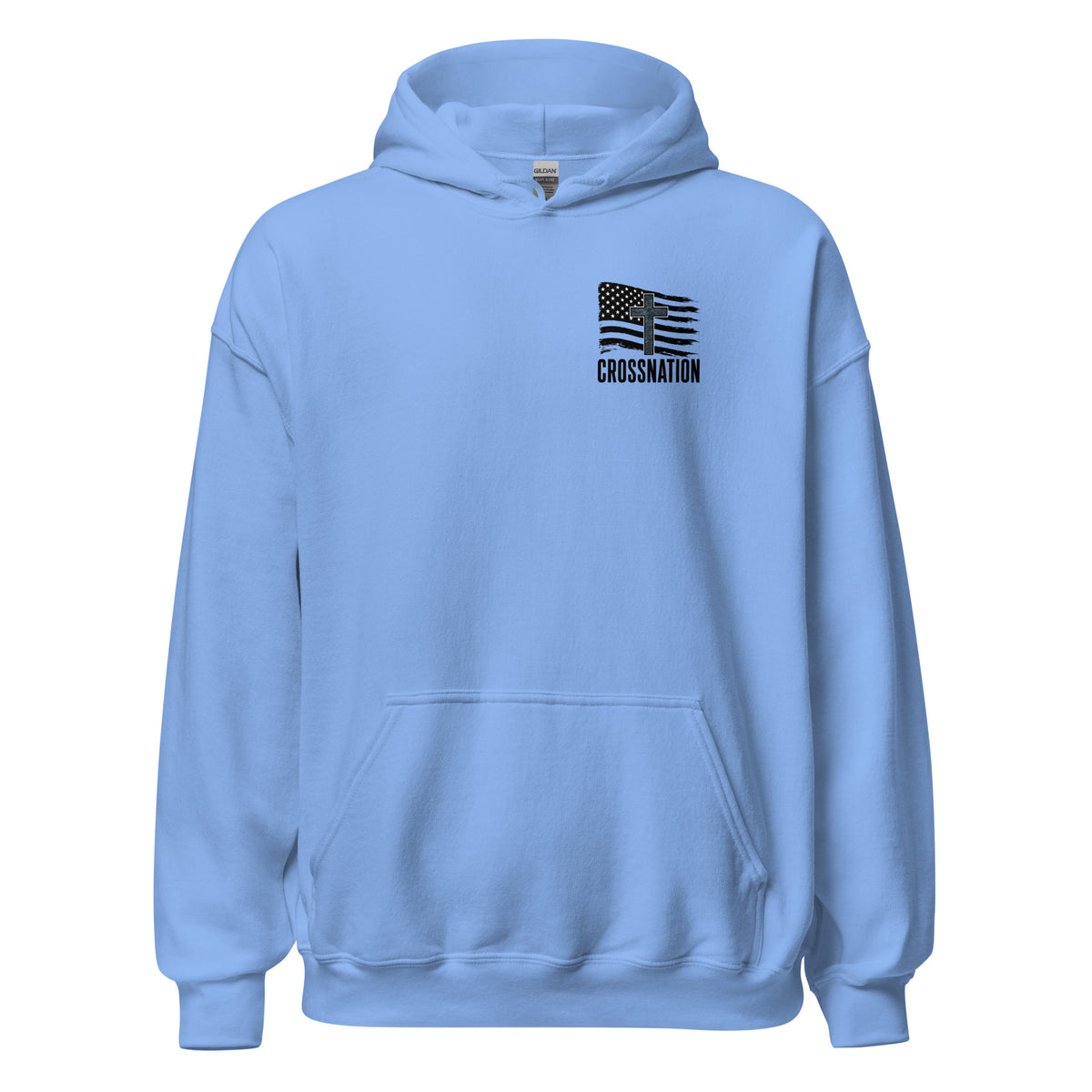 Heroes in Christ Navy Camo Hoodie - Carolina Blue - Front View 2
