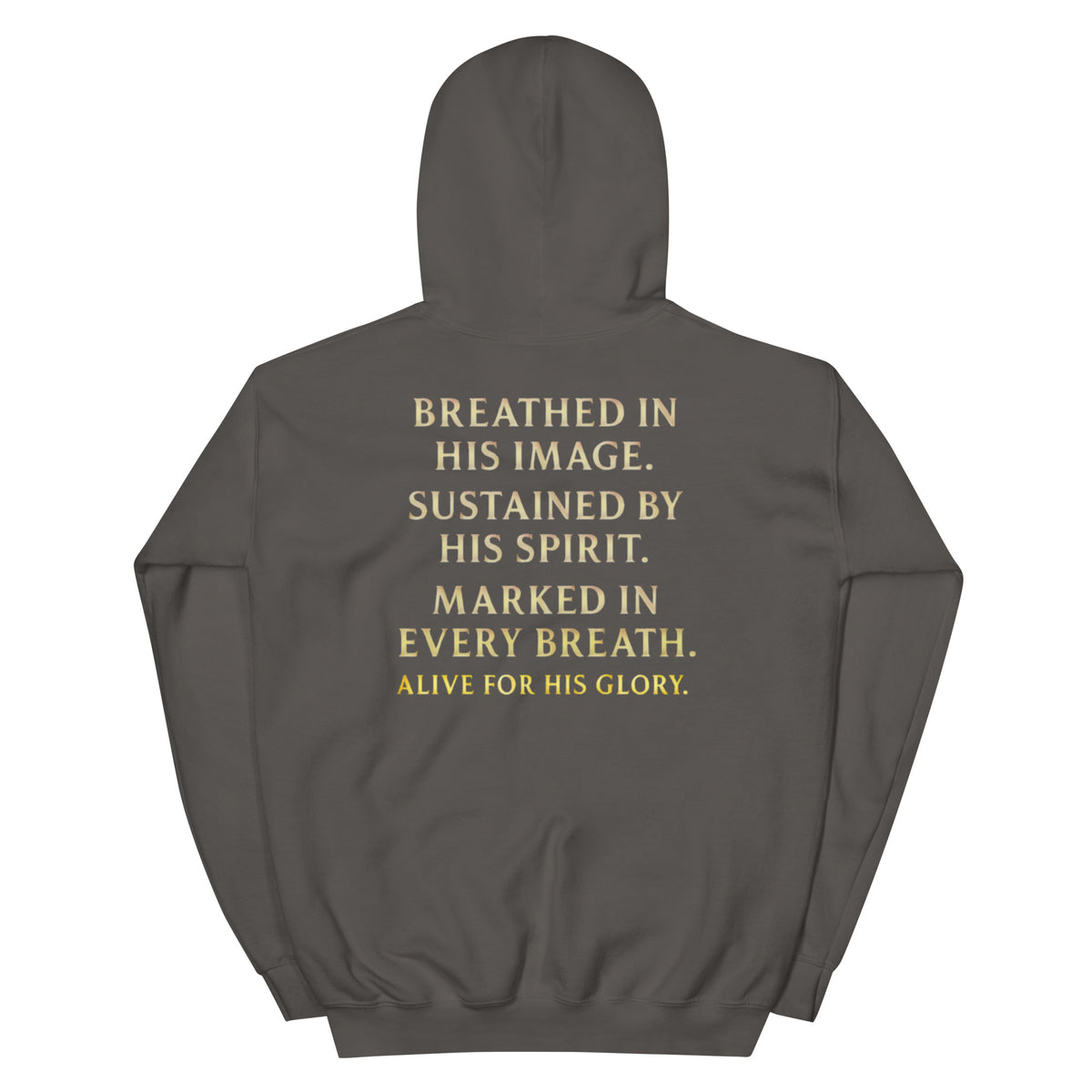 My Breath Bears His Name Hoodie - Charcoal - Back View