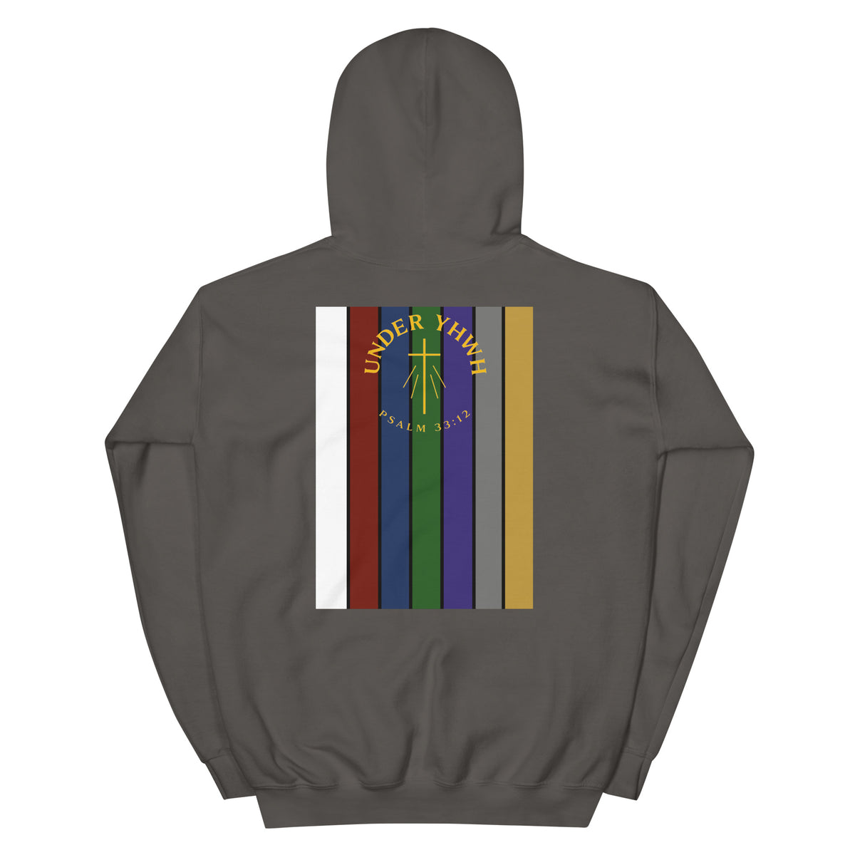 Under YHWH Banner Hoodie - Charcoal - Back View