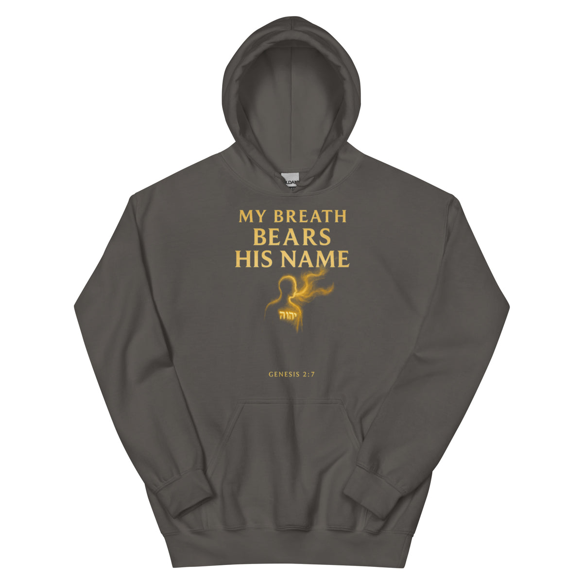 My Breath Bears His Name Hoodie - Charcoal - Front View