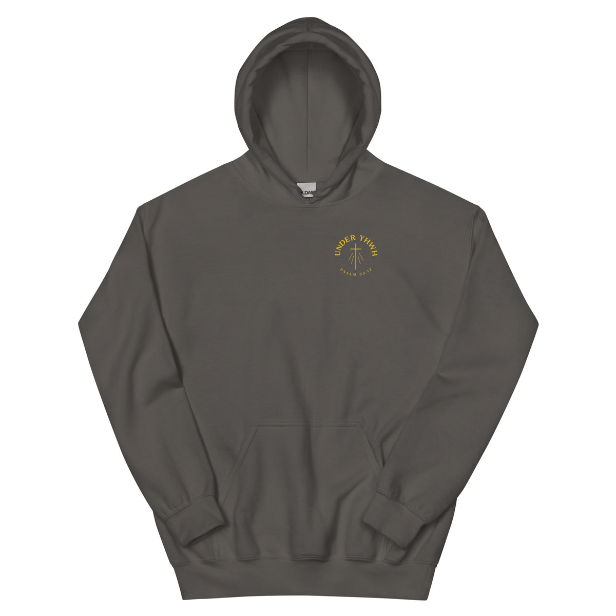 Under YHWH Banner Hoodie - Charcoal - Front View