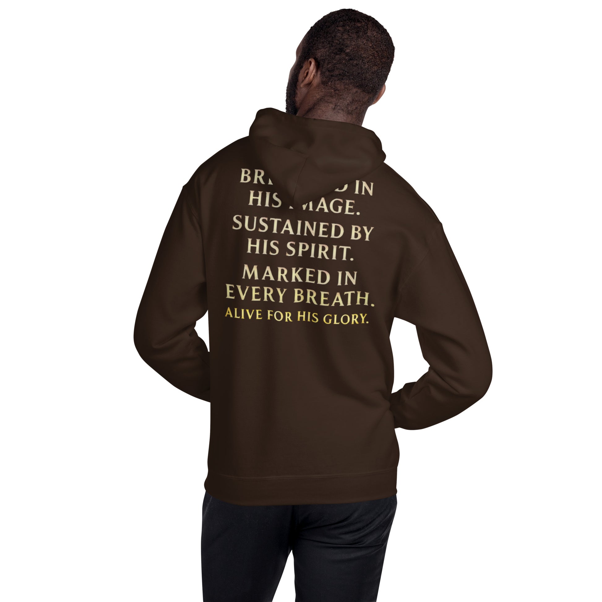 My Breath Bears His Name Hoodie - Dark Chocolate - Back View