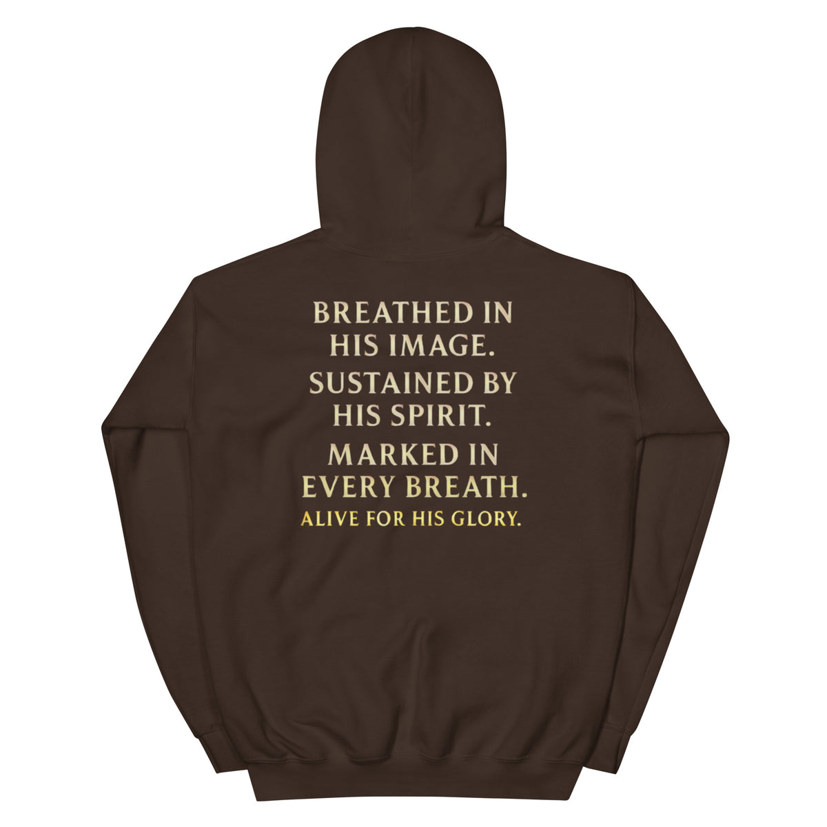 My Breath Bears His Name Hoodie - Dark Chocolate - Back View 2