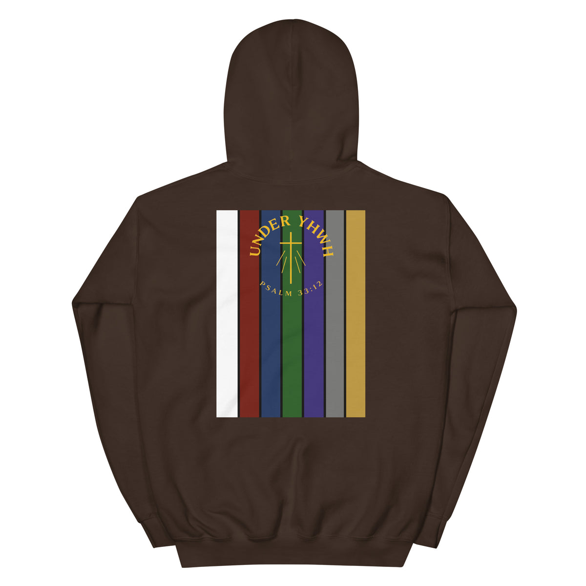 Under YHWH Banner Hoodie - Dark Chocolate - Back View