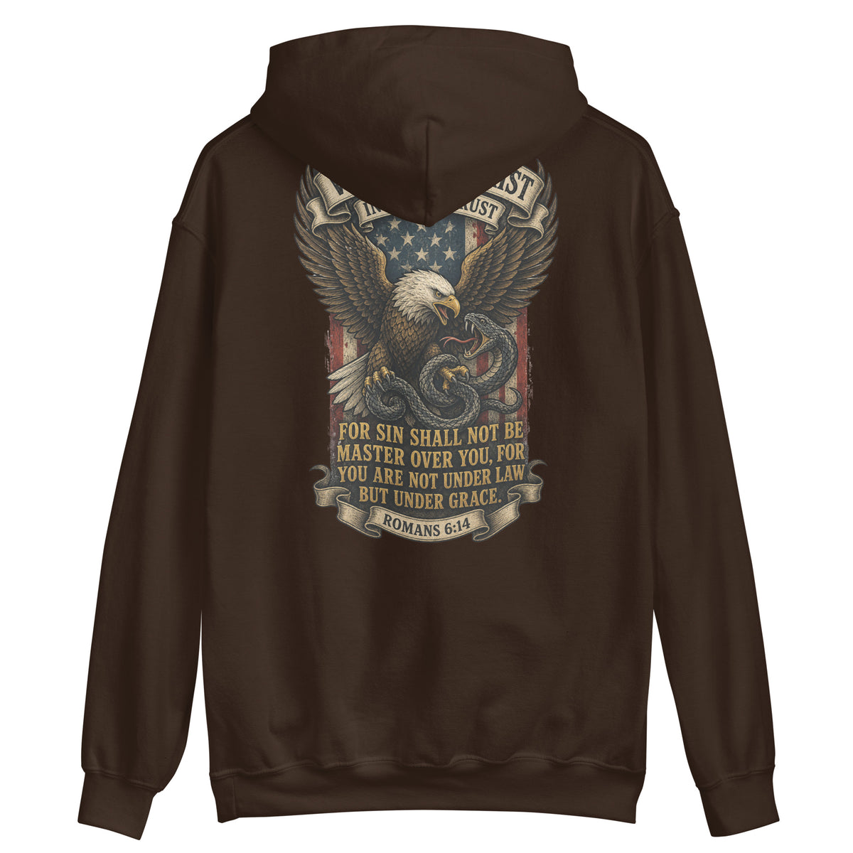 Victory in Christ Hoodie - Dark Chocolate - Back View