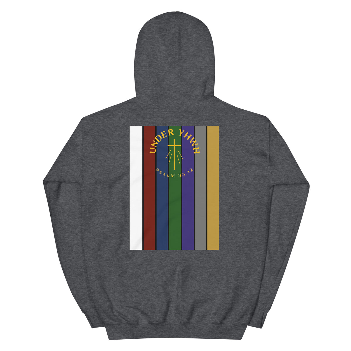 Under YHWH Banner Hoodie - Dark Heather - Back View