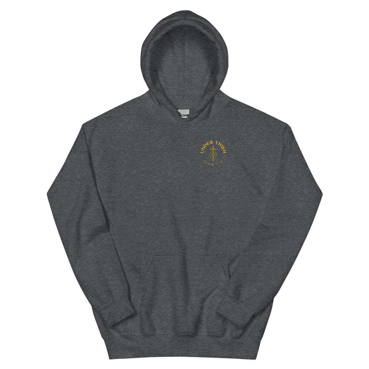 Under YHWH Banner Hoodie - Dark Heather - Front View