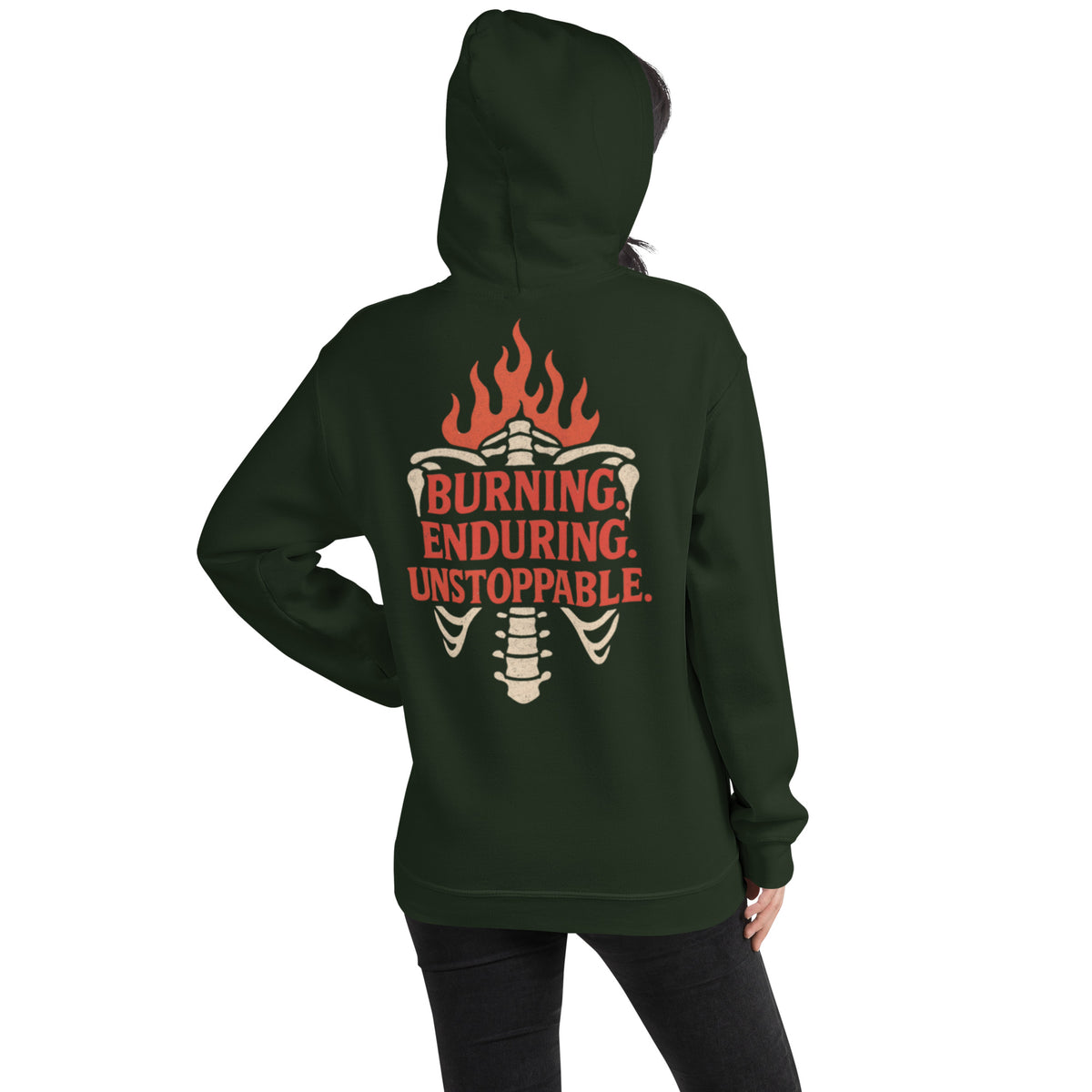 Fire in My Bones Hoodie - Forest Green - Back View