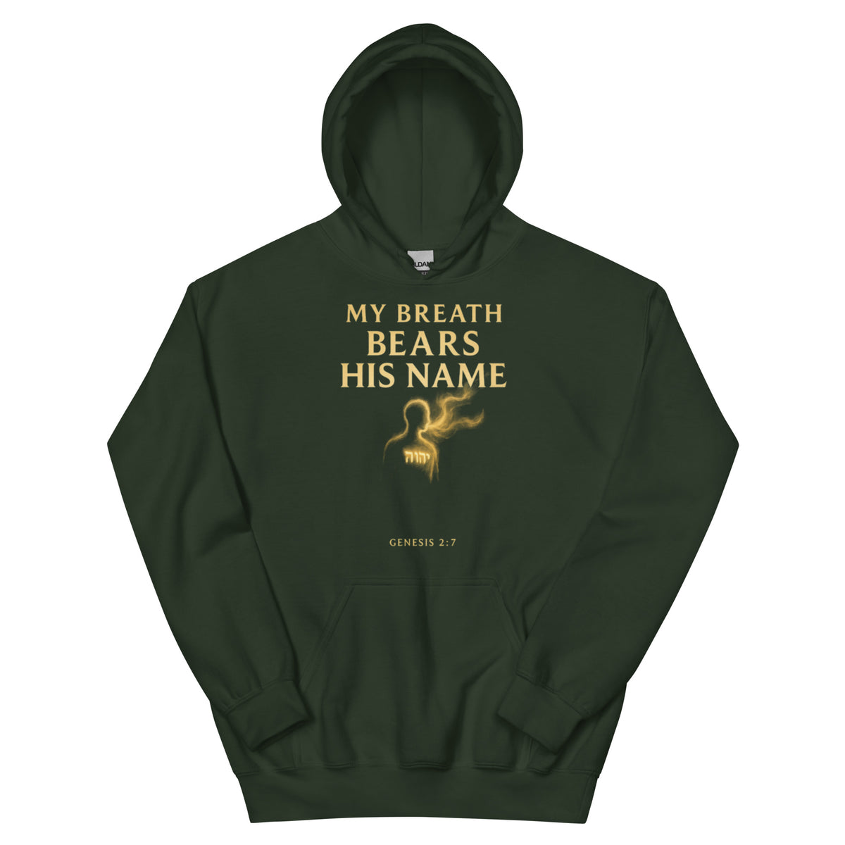 My Breath Bears His Name Hoodie - Forest Green - Front View 2