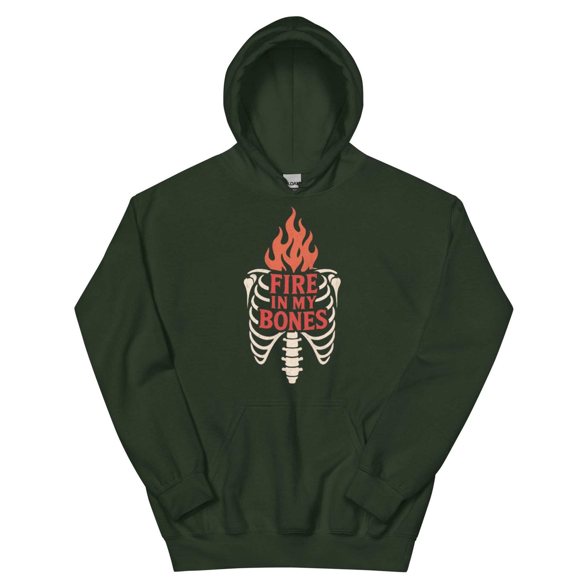 Fire in My Bones Hoodie - Forest Green - Front View 2