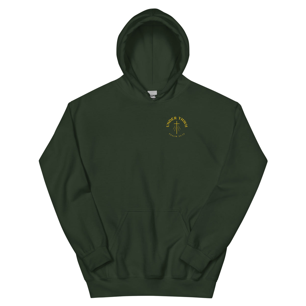 Under YHWH Banner Hoodie - Forest Green - Front View
