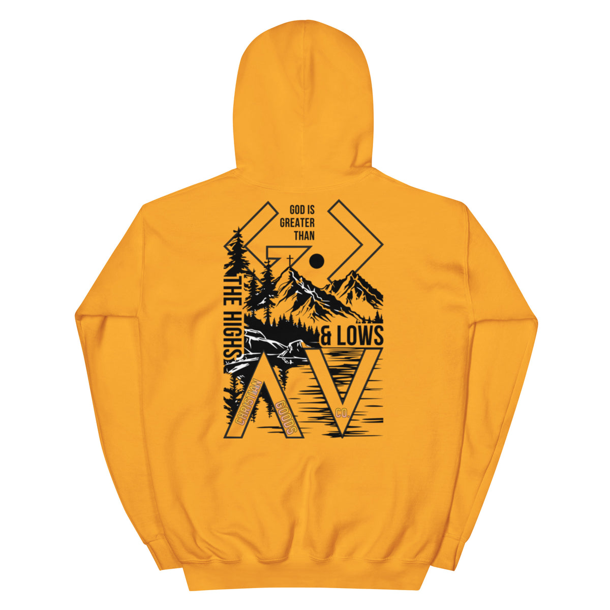 God is Greater Than Hoodie - Gold - Back View