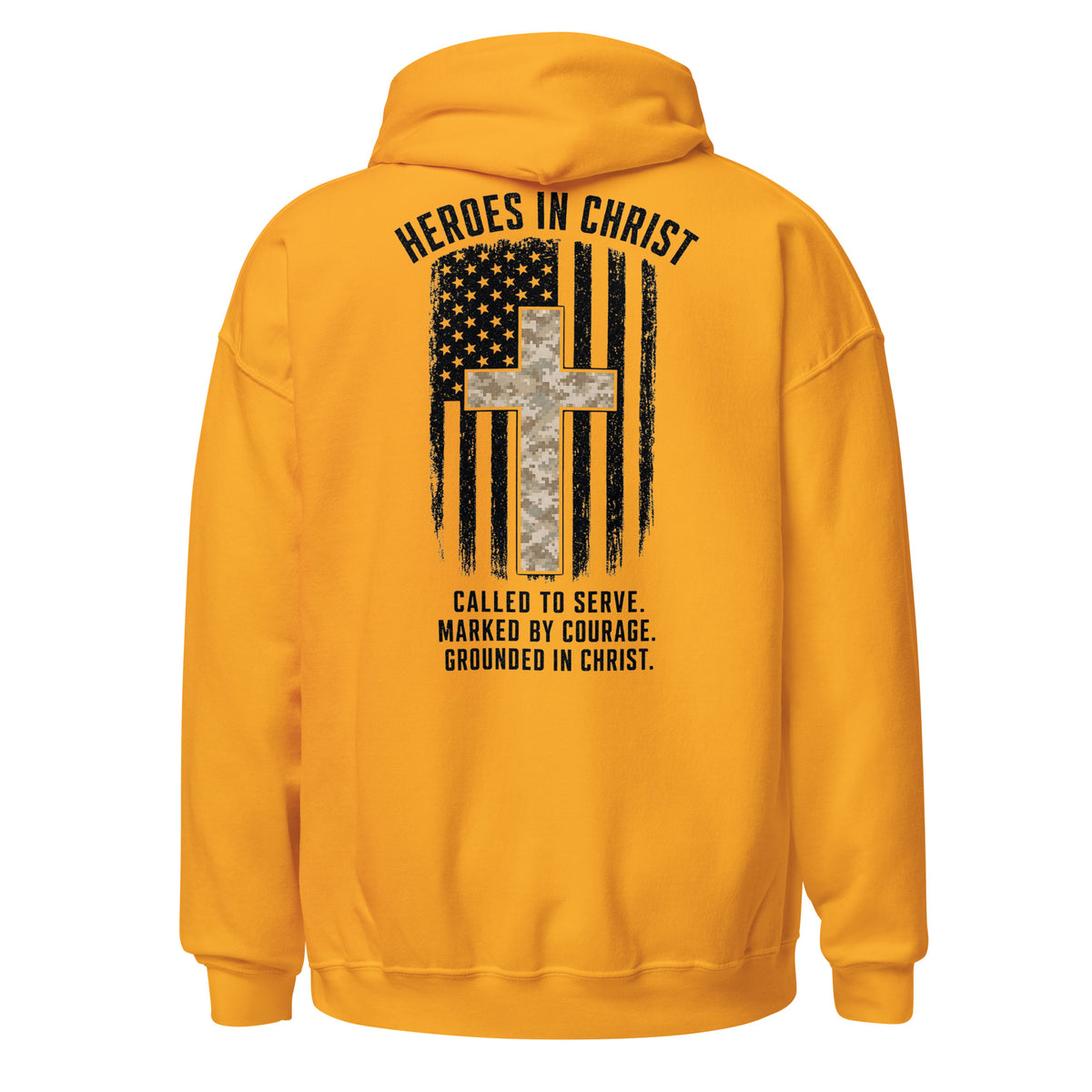 Heroes in Christ Marines Desert Camo Hoodie - Gold - Back View 2