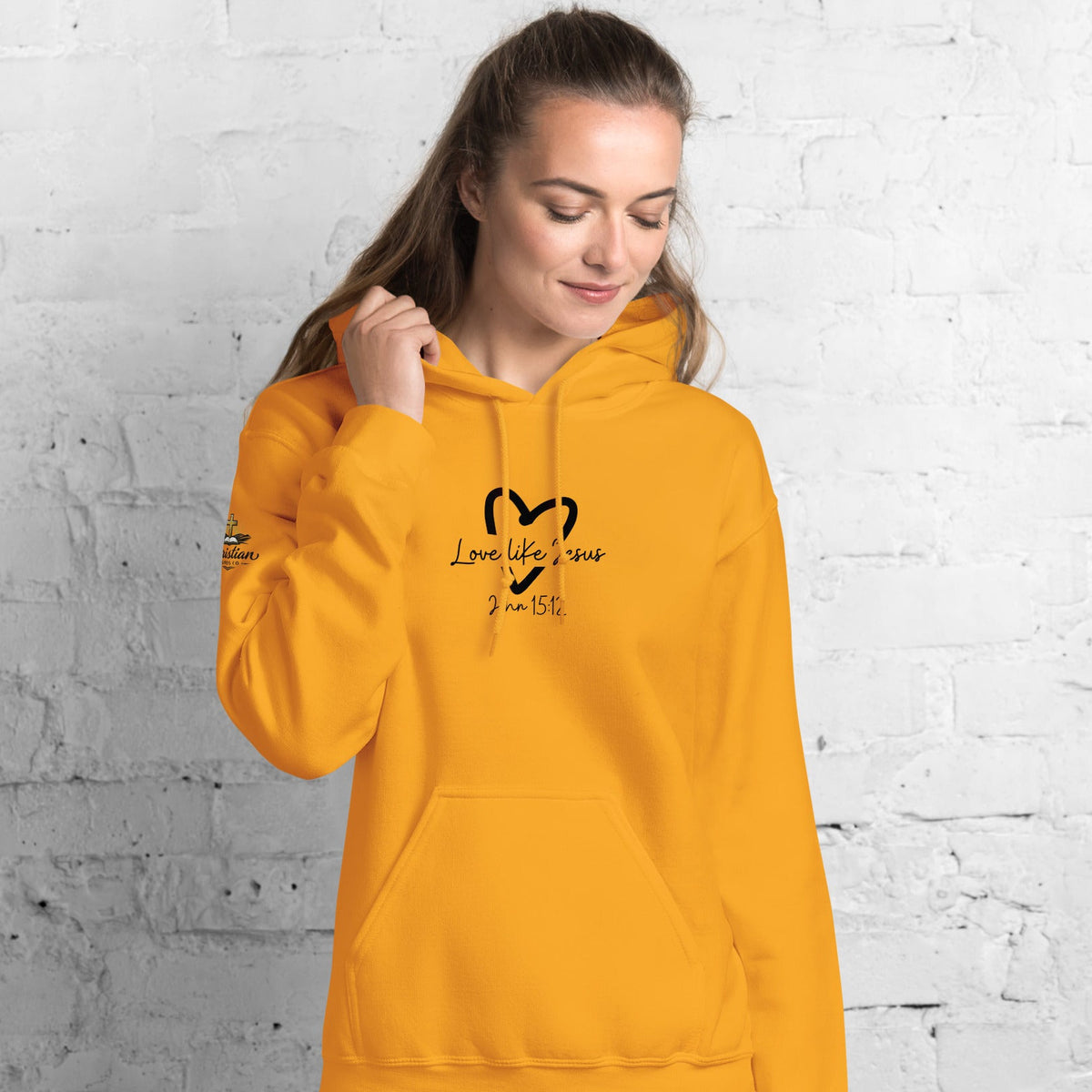 Love Like Jesus Hoodie - Gold - Front View