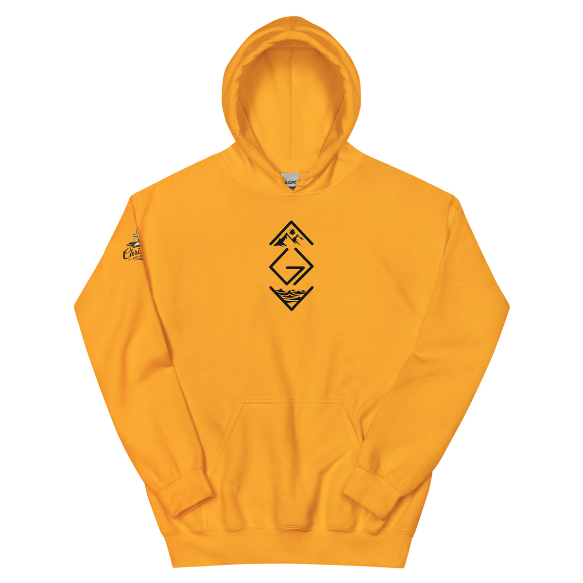 God is Greater Than Hoodie - Gold - Front View