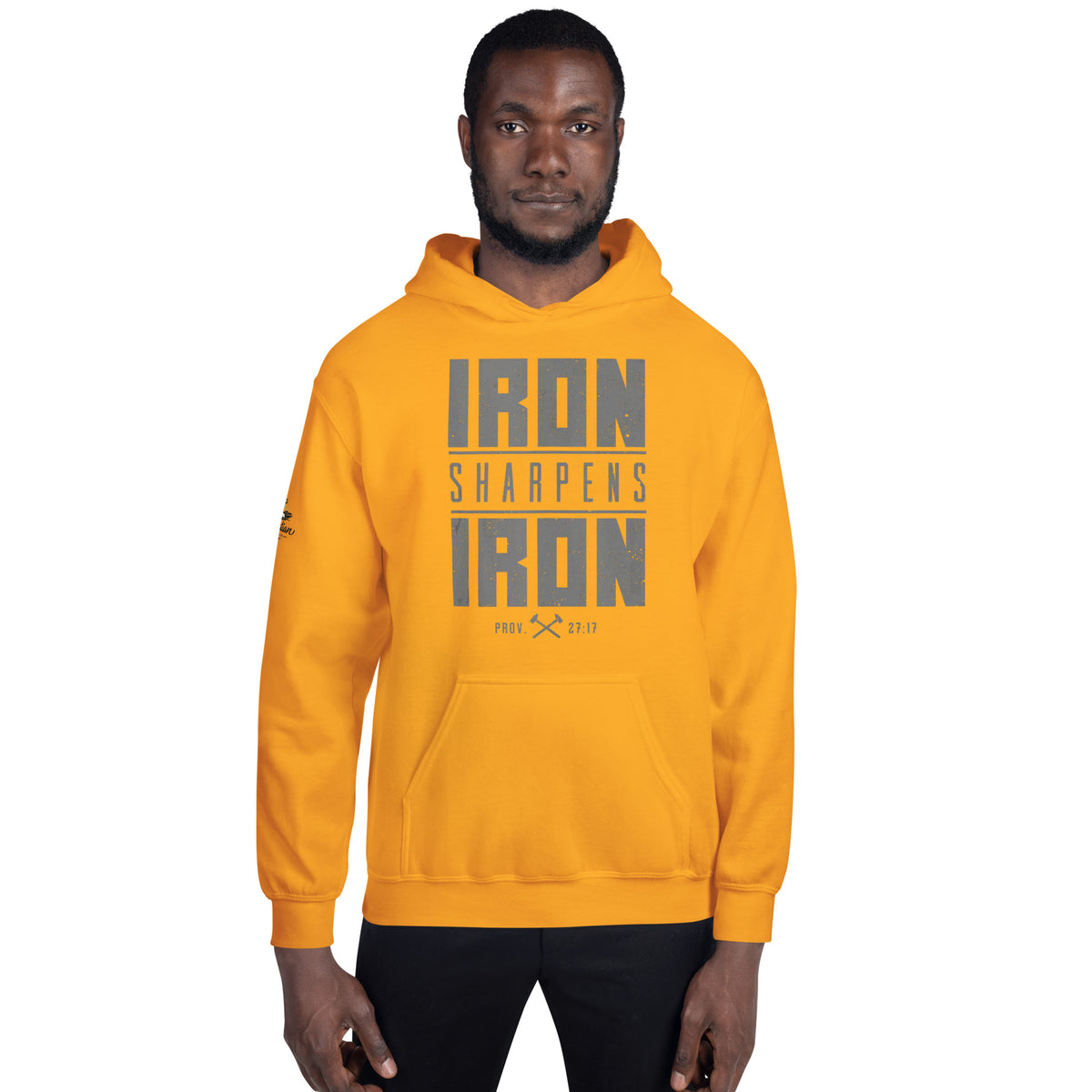Men's Iron Sharpens Iron Hoodie - Gold - Front View