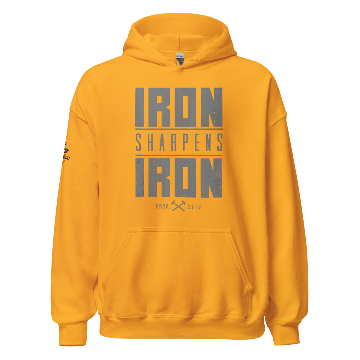 Men's Iron Sharpens Iron Hoodie - Gold - Front View 2