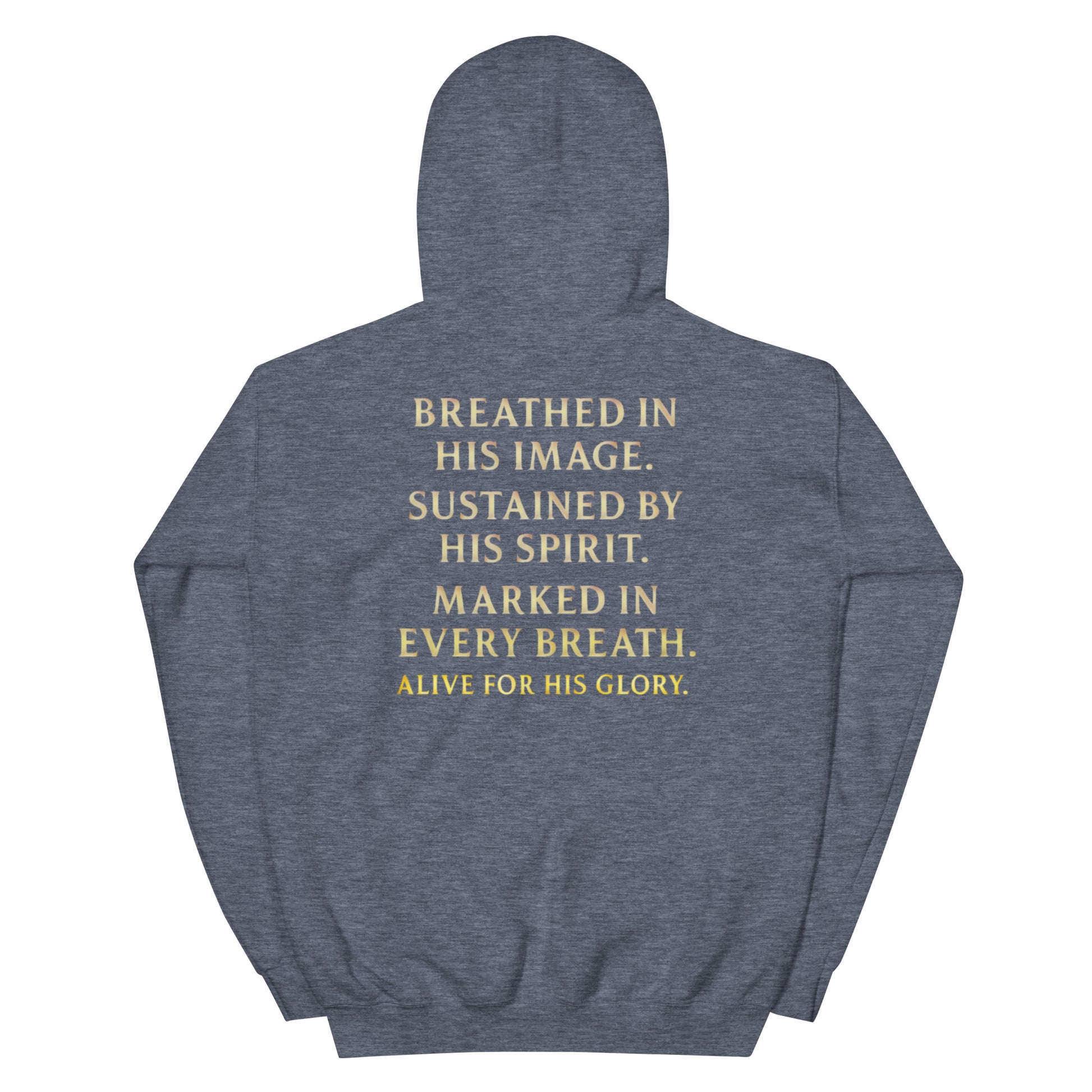 My Breath Bears His Name Hoodie - Heather Sport Dark Navy - Back View