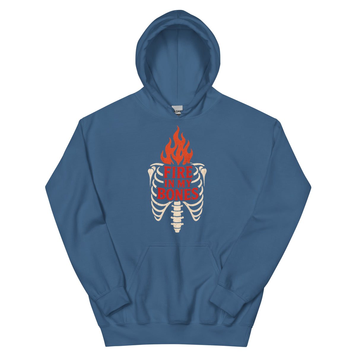 Fire in My Bones Hoodie - Indigo Blue - Front View