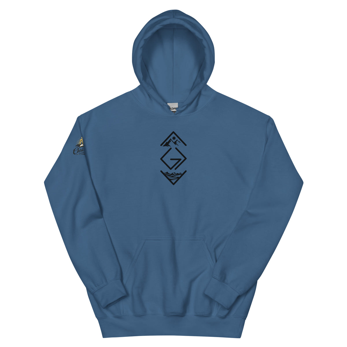 God is Greater Than Hoodie - Indigo Blue - Front View