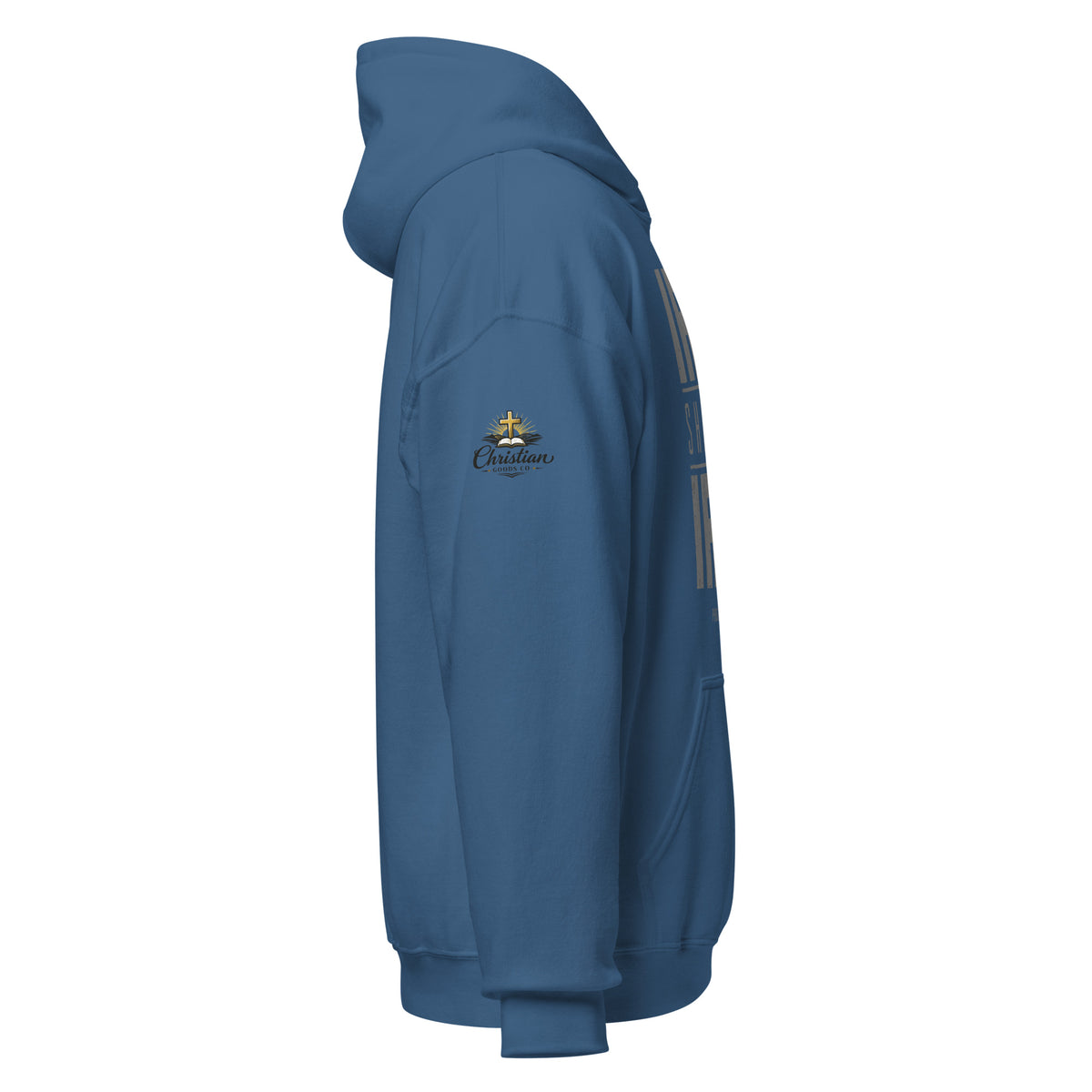 Men's Iron Sharpens Iron Hoodie - Indigo Blue - Right Side View