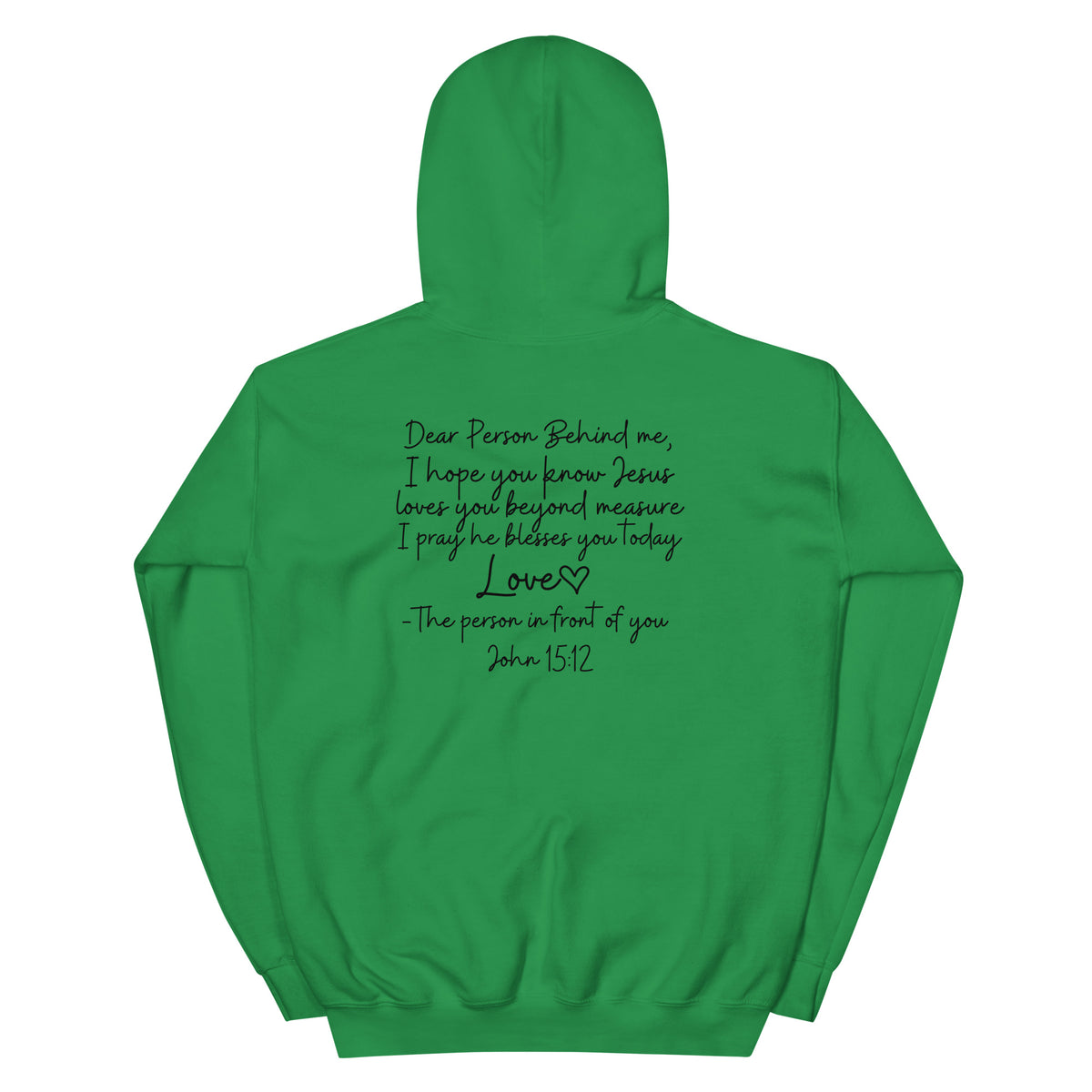 Love Like Jesus Hoodie - Irish Green - Back View
