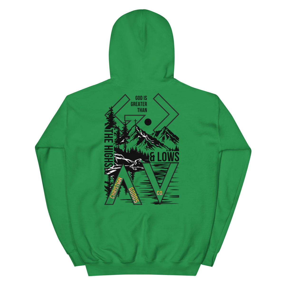 God is Greater Than Hoodie - Irish Green - Back View 2