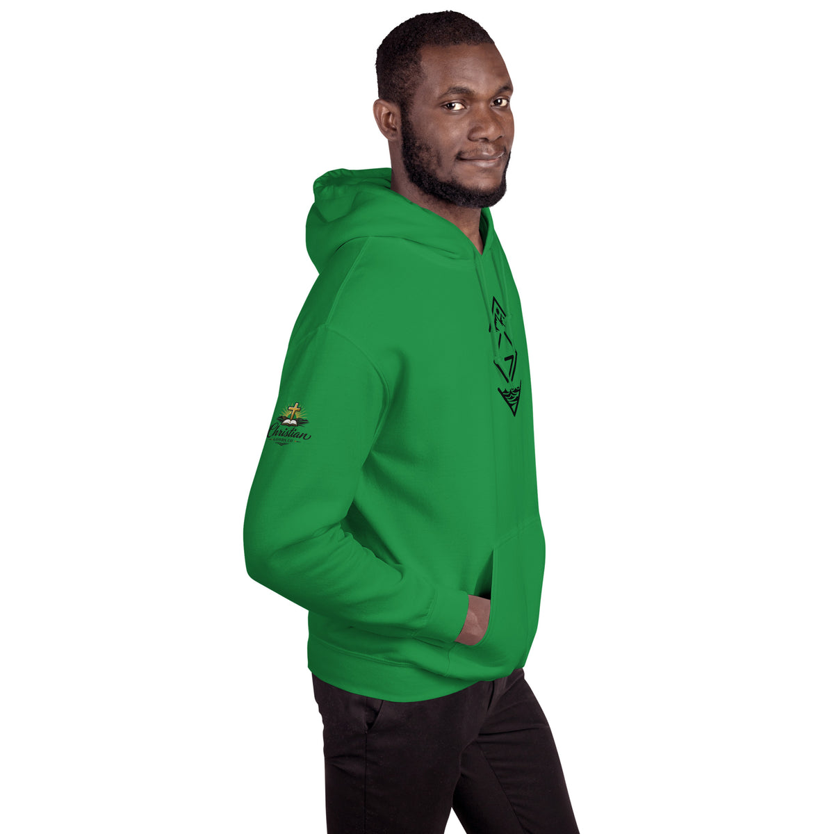 God is Greater Than Hoodie - Irish Green - Right Front View