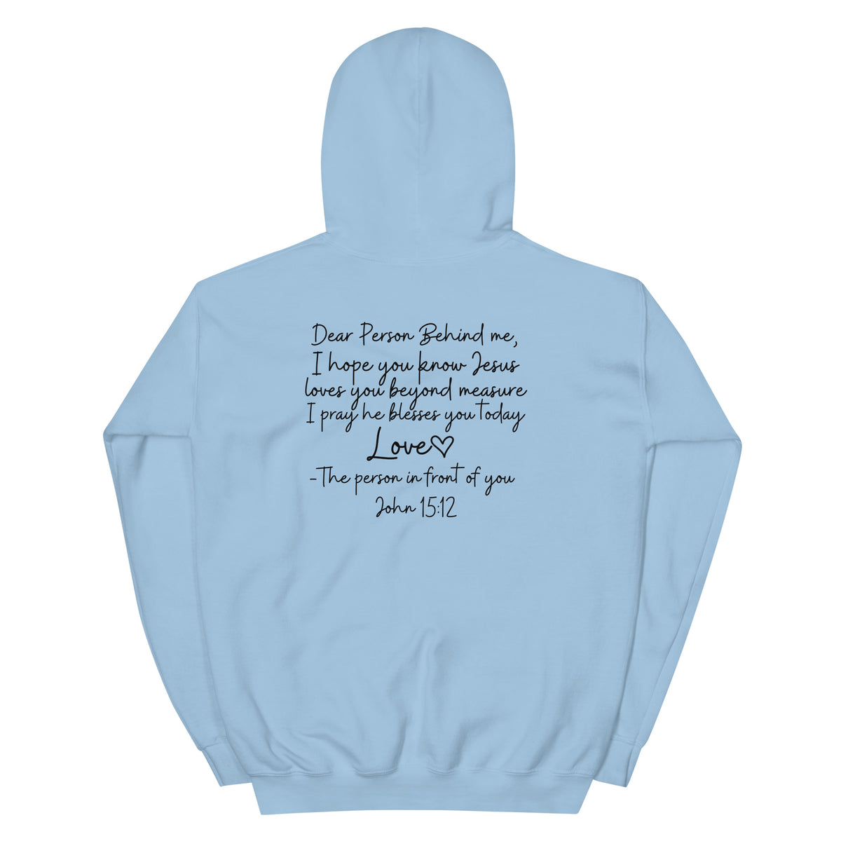 Love Like Jesus Hoodie - Light Blue - Back View 2