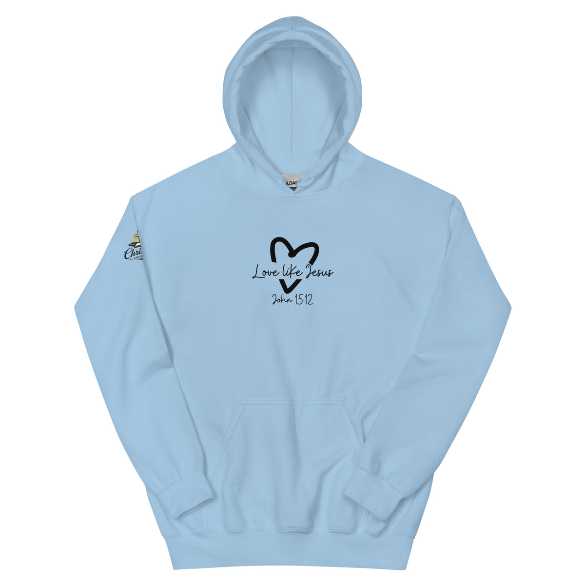Love Like Jesus Hoodie - Light Blue - Front View