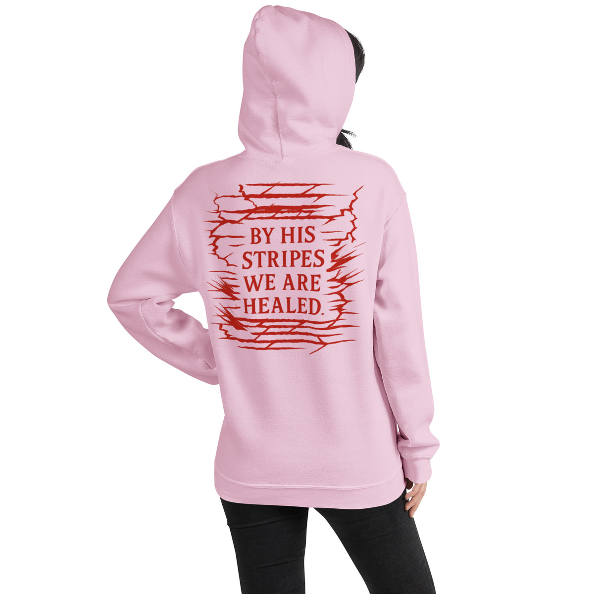 Marked by Stripes Hoodie - Light Pink - Back View