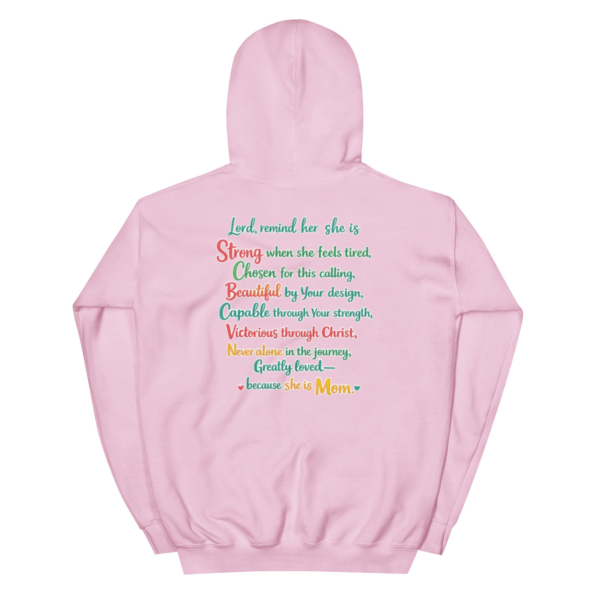 She is Mom Hoodie - Light Pink - Back View