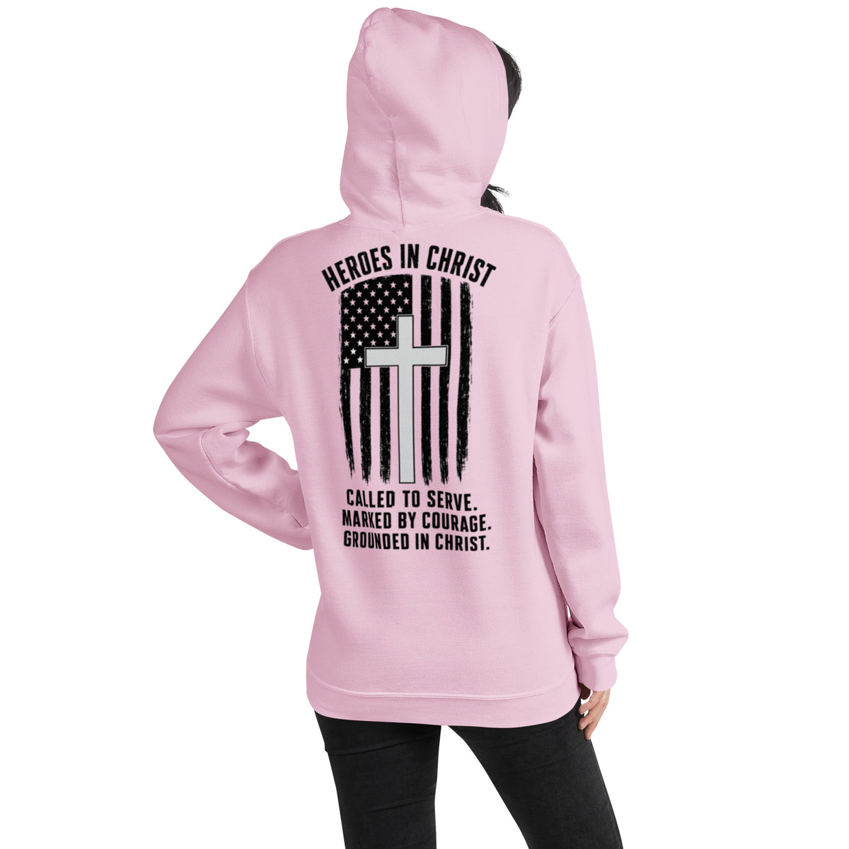 Heroes in Christ Healthcare Hoodie - Light Pink - Back View