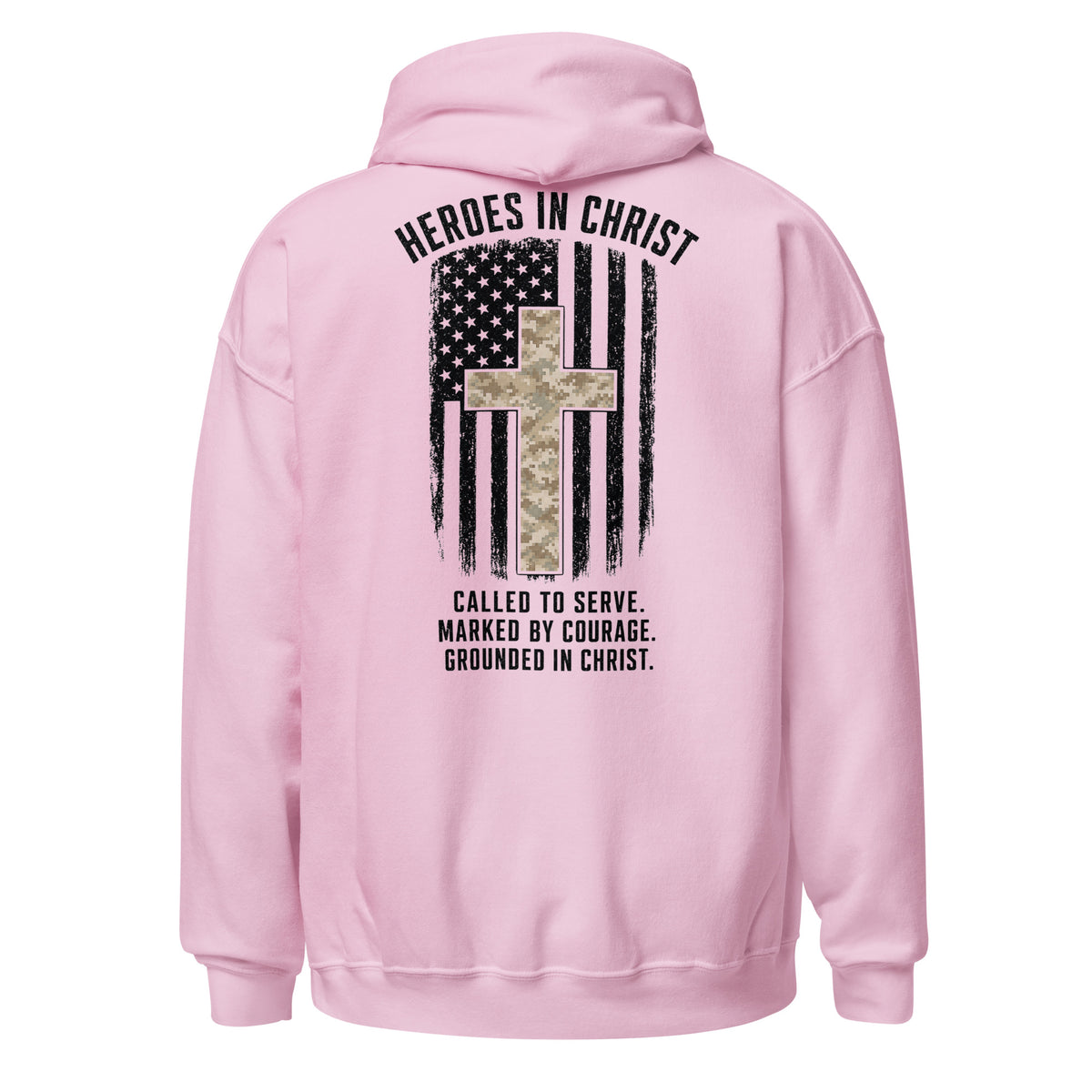 Heroes in Christ Marines Desert Camo Hoodie - Light Pink - Back View