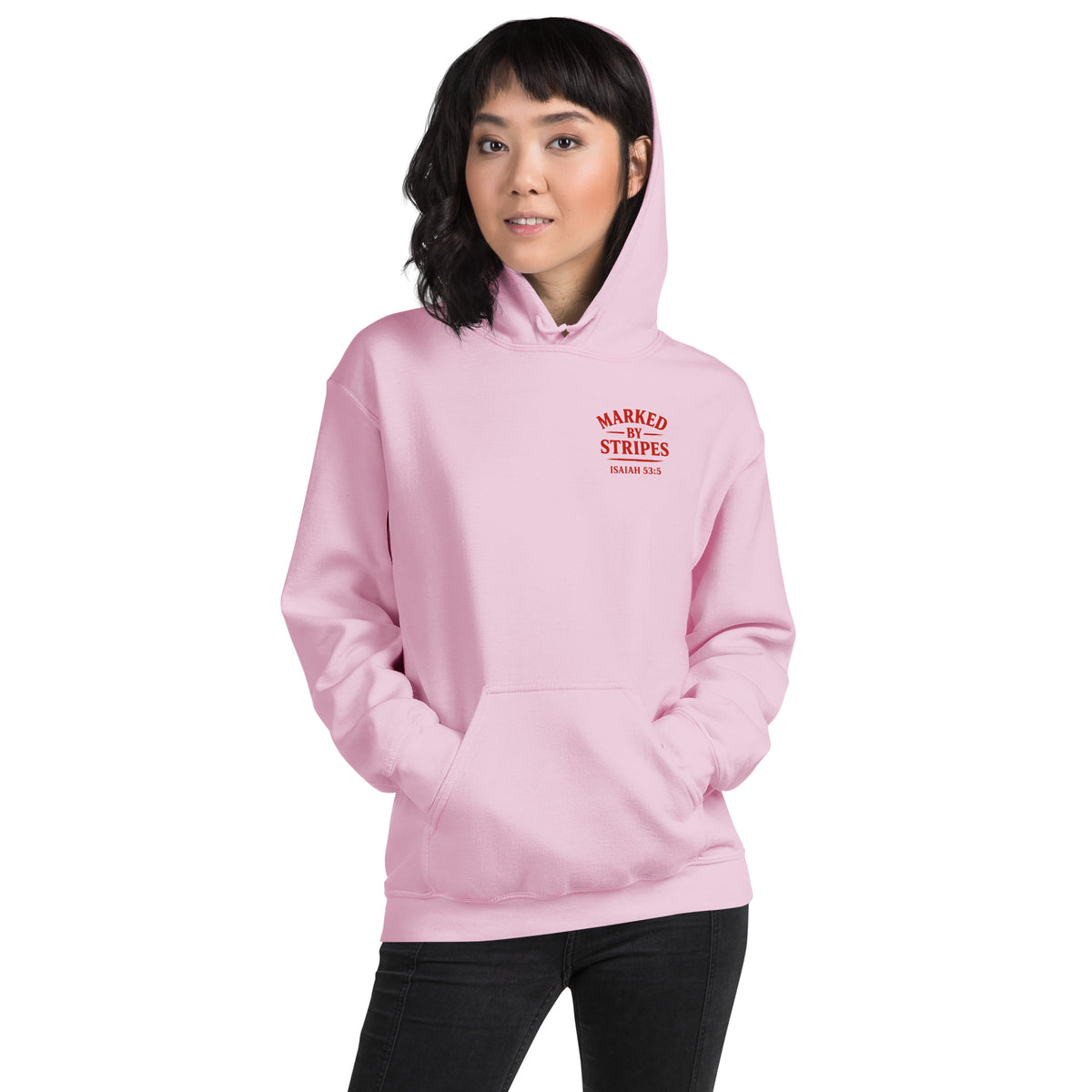 Marked by Stripes Hoodie - Light Pink - Front View