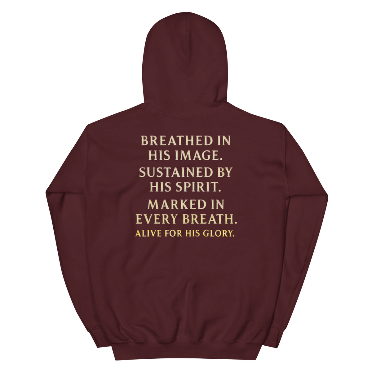 My Breath Bears His Name Hoodie - Maroon - Back View