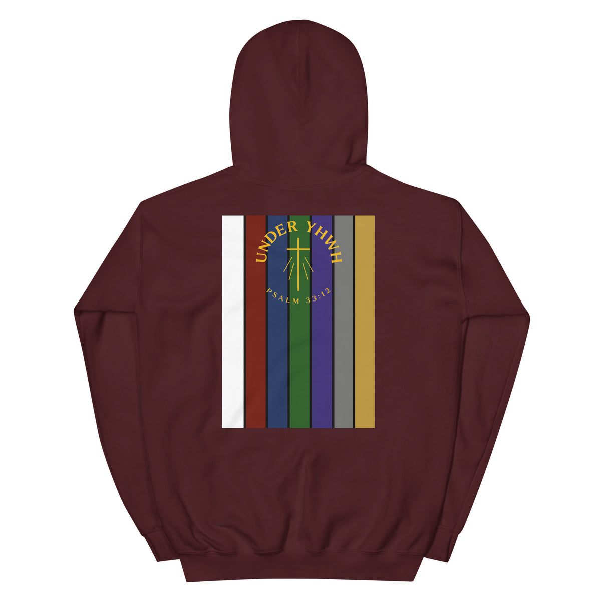 Under YHWH Banner Hoodie - Maroon - Back View