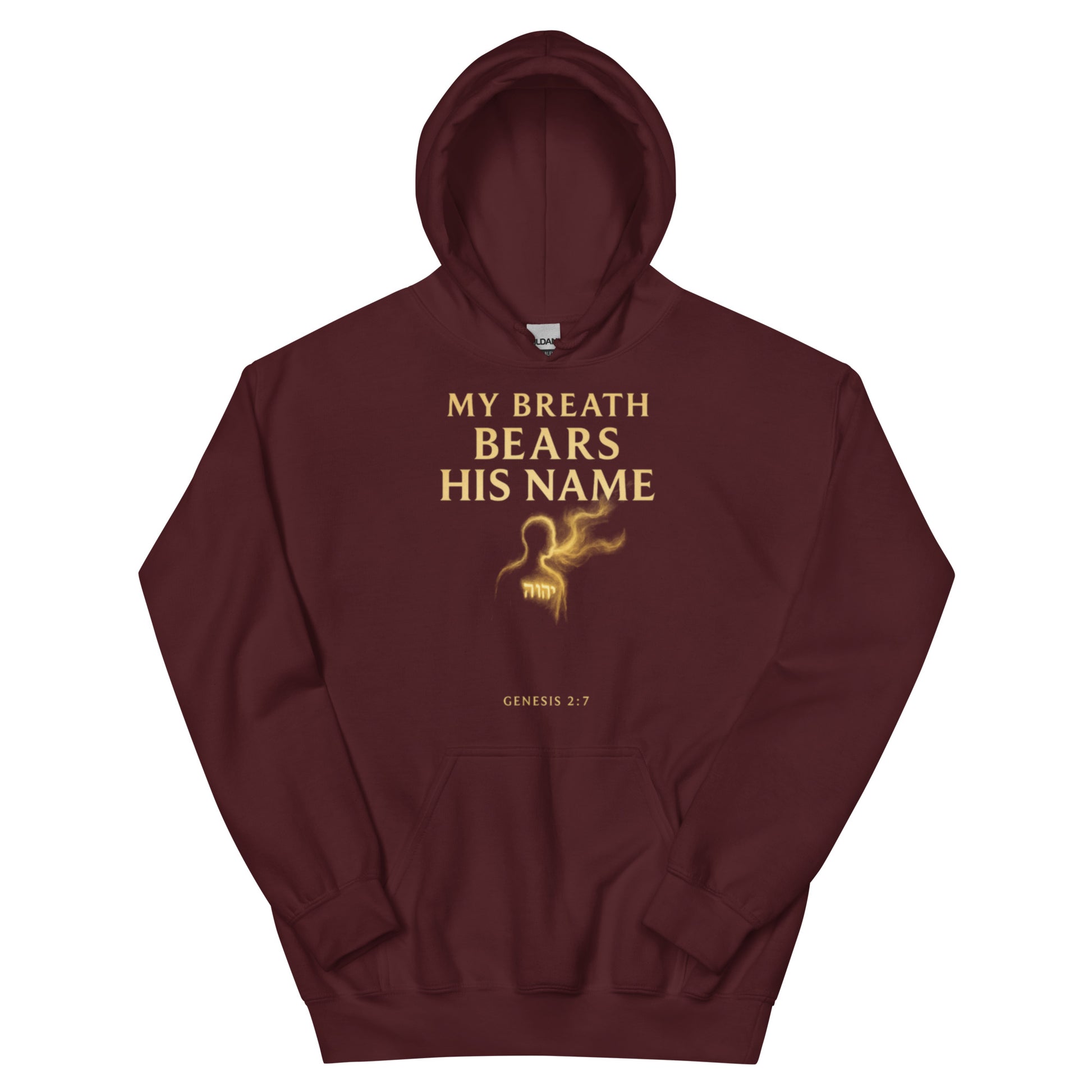 My Breath Bears His Name Hoodie - Maroon - Front View
