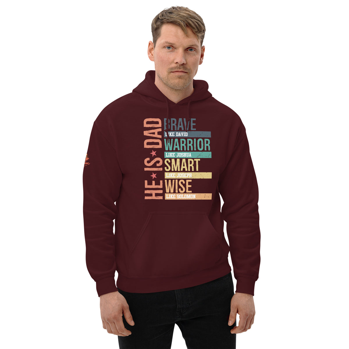 He is Dad Hoodie - Maroon - Front View 2