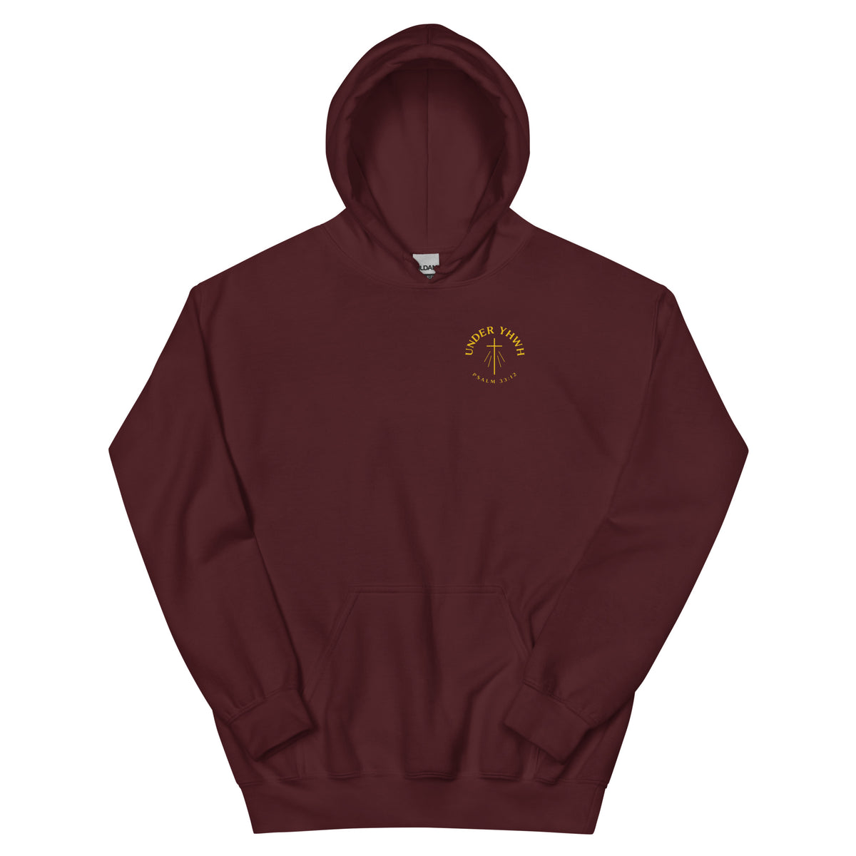 Under YHWH Banner Hoodie - Maroon - Front View