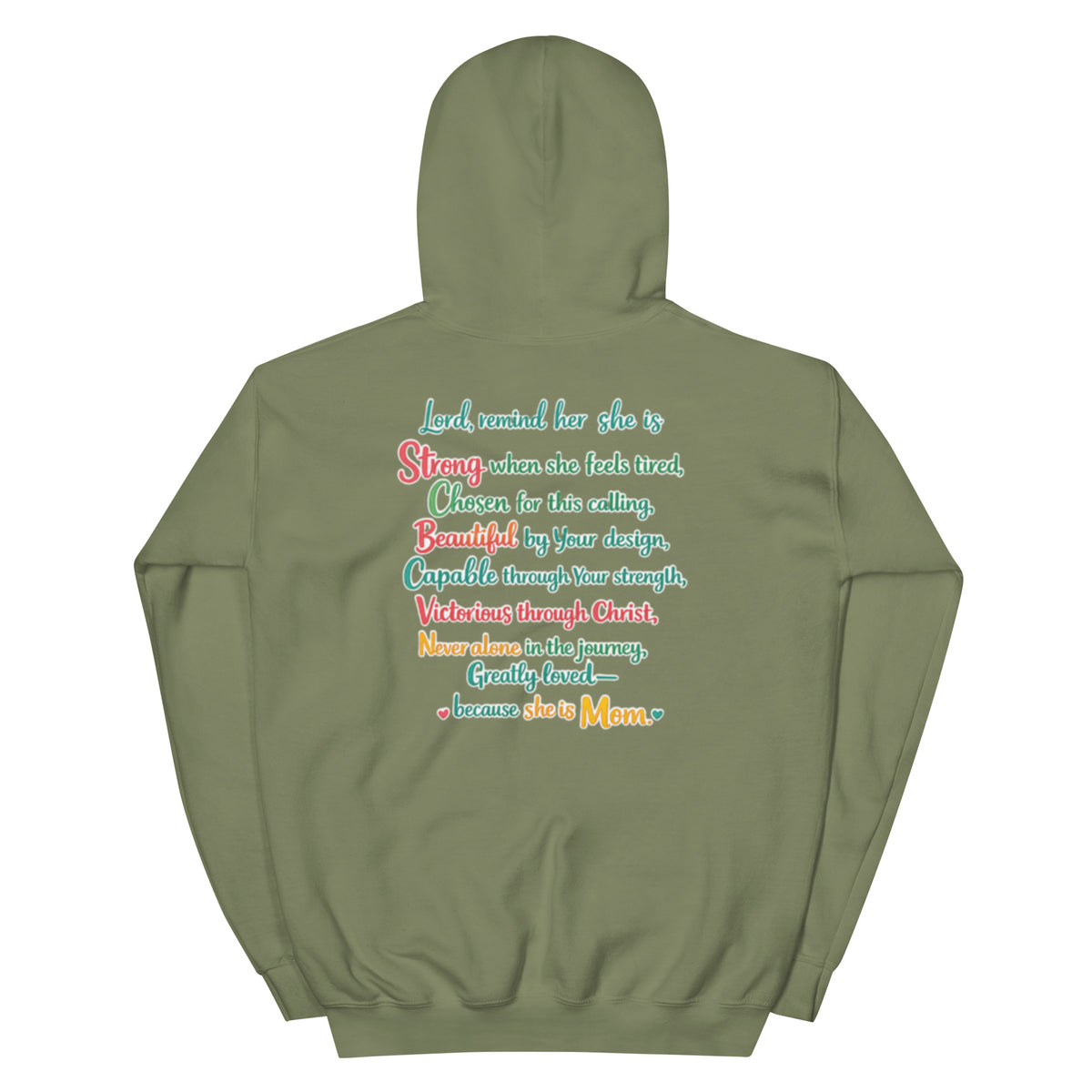 She is Mom Hoodie - Military Green - Back View