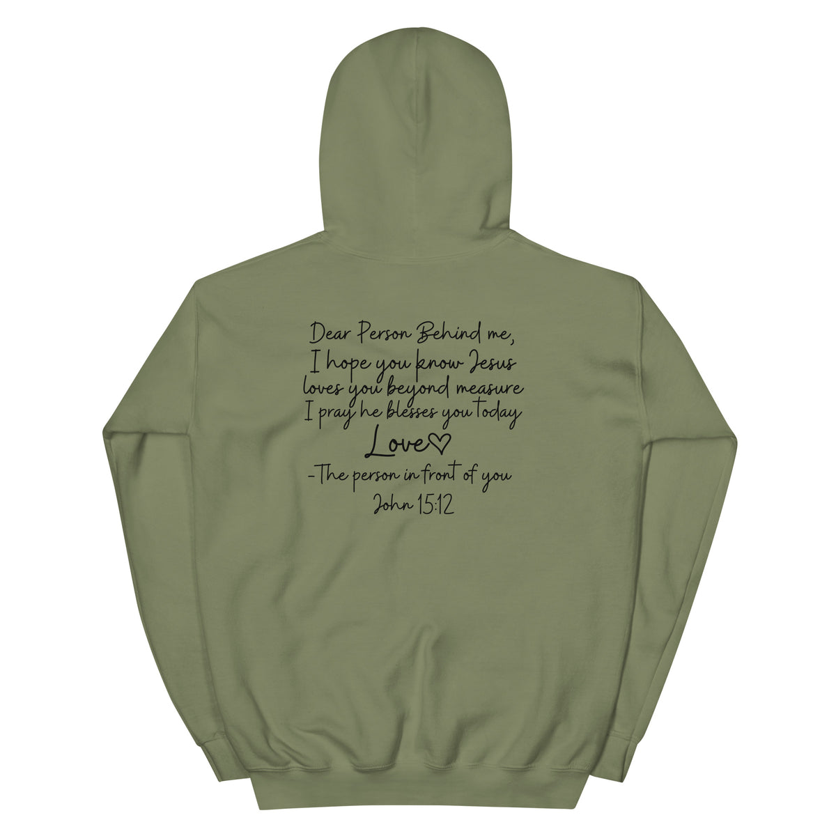 Love Like Jesus Hoodie - Military Green - Back View