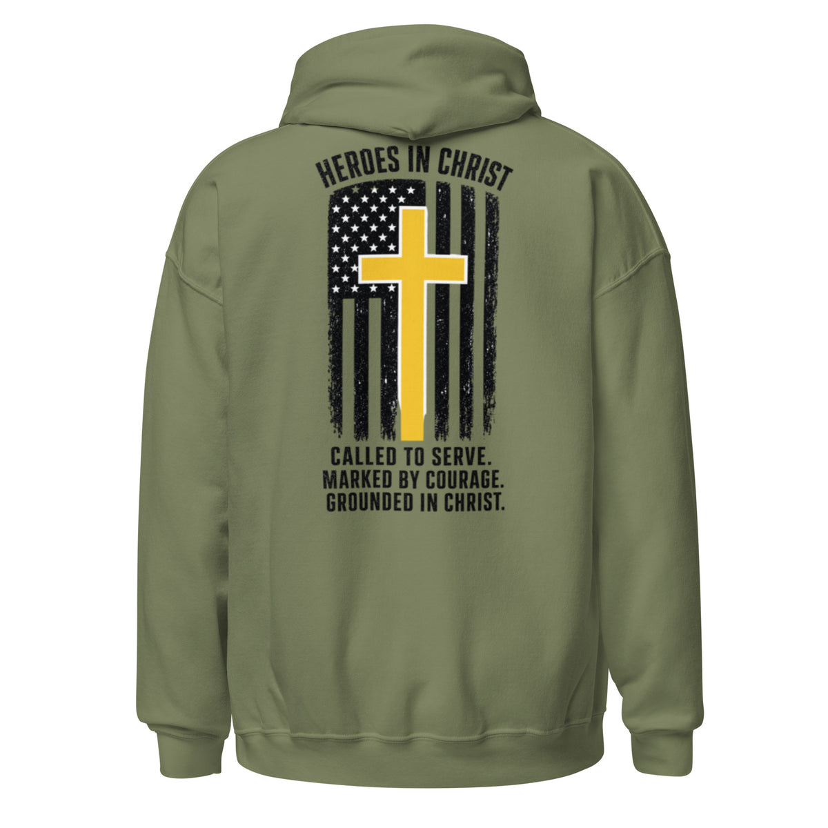 Heroes in Christ Dispatch Hoodie - Military Green - Back View