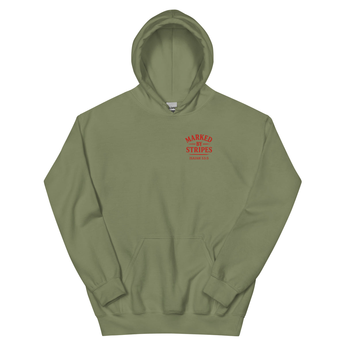 Marked by Stripes Hoodie - Military Green - Front View